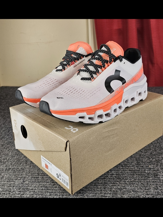 On Running Other - On Cloud Mens Cloudmonster 2 Running Shoes in White & Flame Orange New